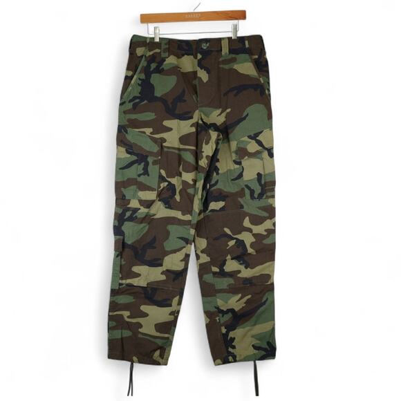 Tru Spec Tactical Cargo Pants Mens 34x31 Woodland Camo Button Fly Ripstop - Picture 1 of 13